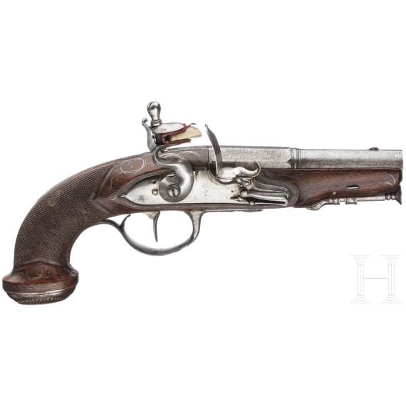 A French pocket flintlock pistol, circa 1790