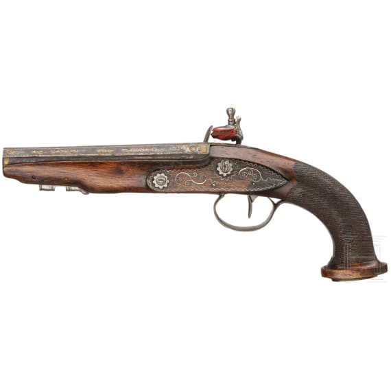 A flintlock pistol by Leclerc, Paris/France, circa 1800