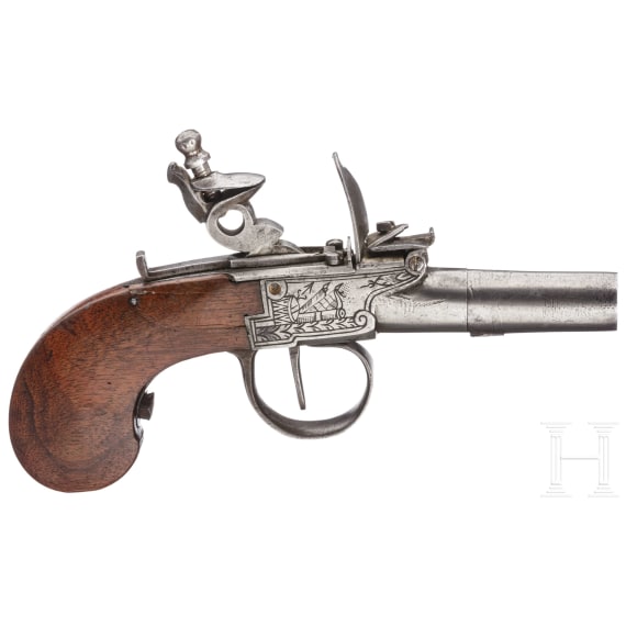 A Belgian flintlock pocket oistol, circa 1800