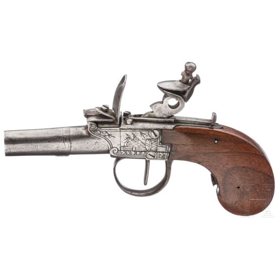 A Belgian flintlock pocket oistol, circa 1800