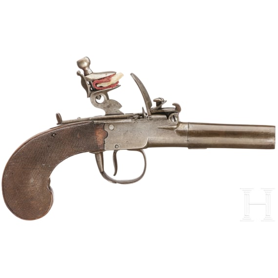 A Belgian flintlock pocket pistol, circa 1800