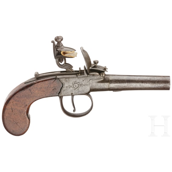 A flintlock pocket pistol by Rogers, England, circa 1800