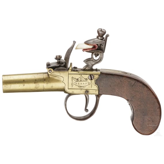 A British flintlock pocket pistol, Sharpe (London), circa 1800