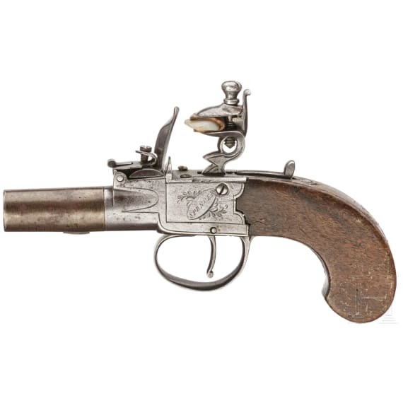 A flintlock pocket pistol by Spencer in London, circa 1800