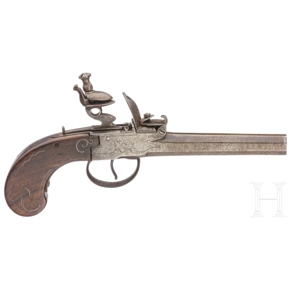 A large Belgian flintlock pocket pistol, circa 1810