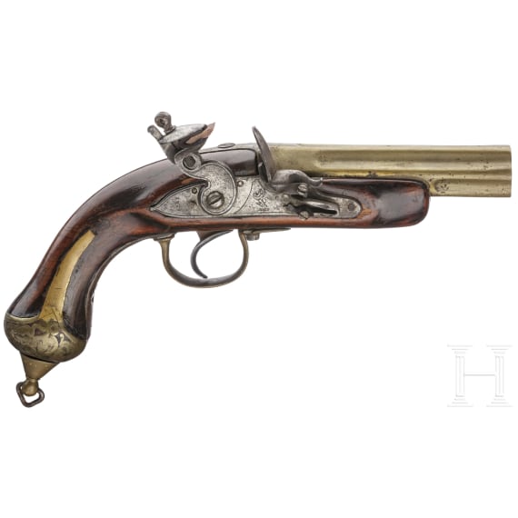 A seven-barrelled flintlock pistol, England, dated 1818