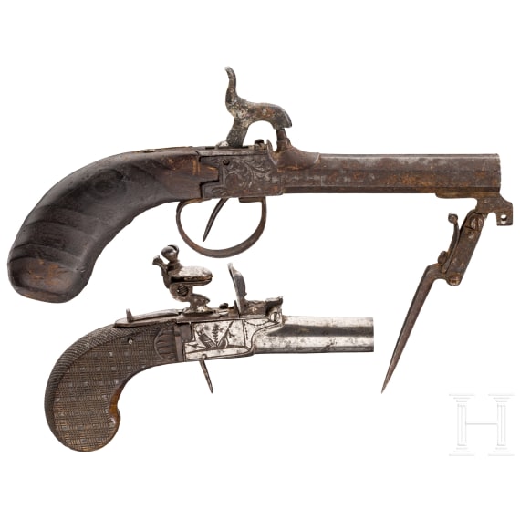 two flintlock derringers, Li&egrave;ge, around 1820