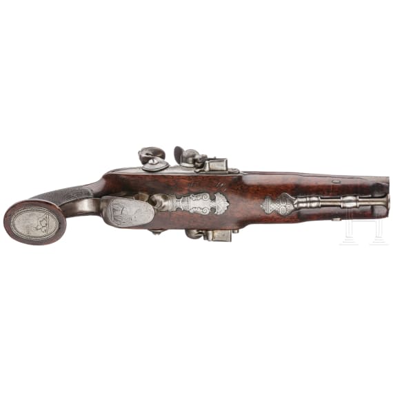 A side-by-side flintlock pistol by A. Peron &agrave; St. Omer, France, 1845