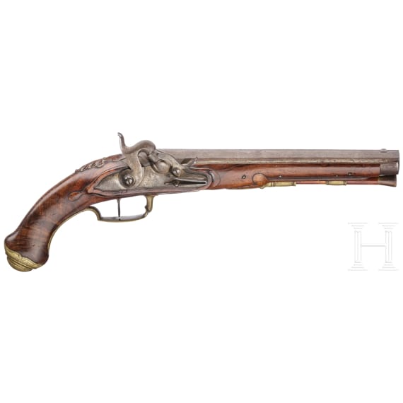 A German percussion pistol, circa 1780