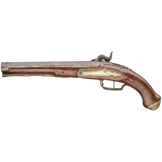 A German percussion pistol, circa 1780