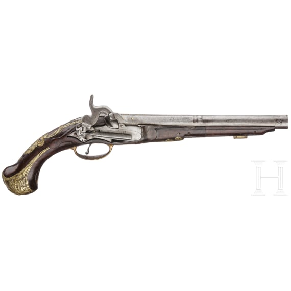 A percussion pistol by Busoms, Ripoll, circa 1790