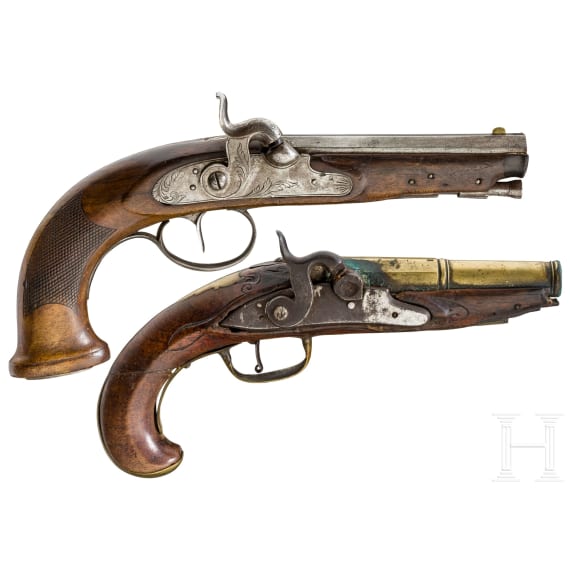 two percussion pistols, 1760 and 1800