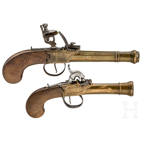 Two bronze pocket pistols, circa 1810