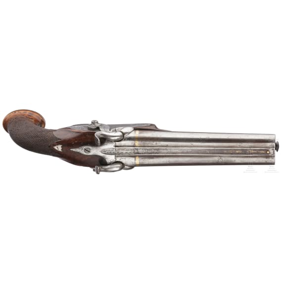 A French double-barrelled percussion pistol, circa 1830