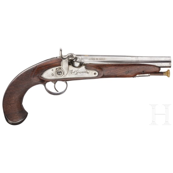 A percussion pistol by Guisasota, Eibar, dated 1832