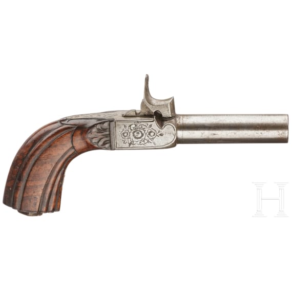 A Belgian percussion pocket pistol, circa 1840