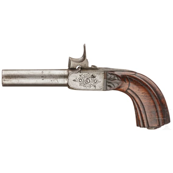 A Belgian percussion pocket pistol, circa 1840