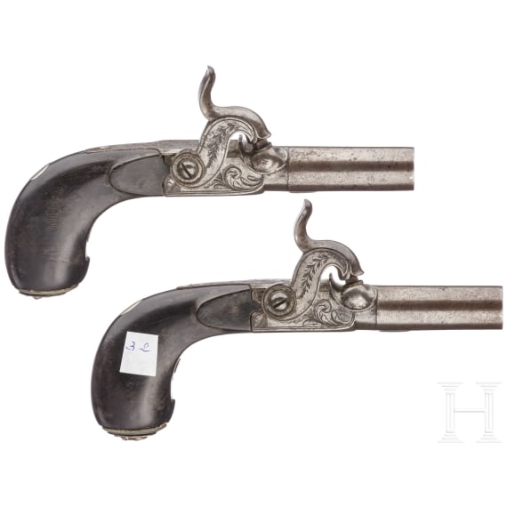 A pair of percussion pocket pistols from Li&egrave;ge, circa 1840