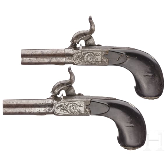 A pair of percussion pocket pistols from Li&egrave;ge, circa 1840