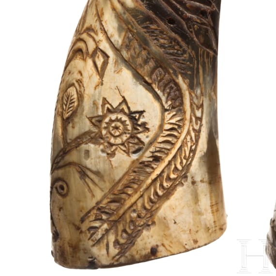 Two powder flasks, Hungary/Balcans, 19th century
