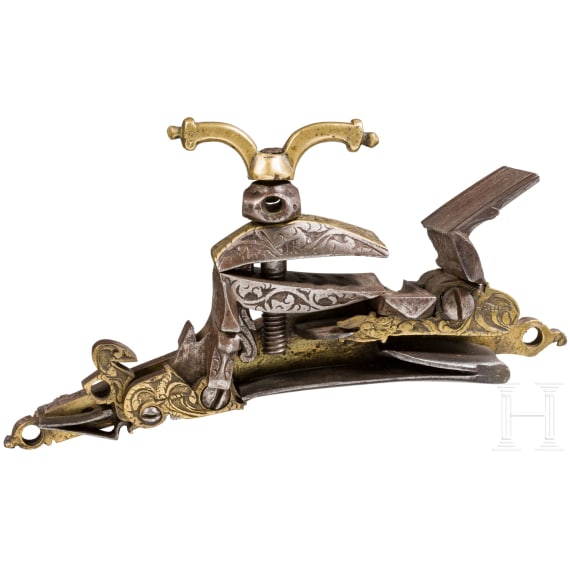 A Miquelet flintlock, partially brass plated, Algeria, dated 1801