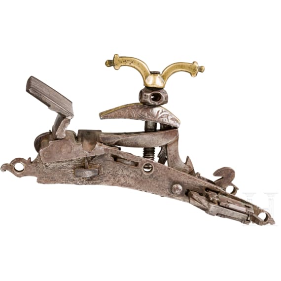 A Miquelet flintlock, partially brass plated, Algeria, dated 1801