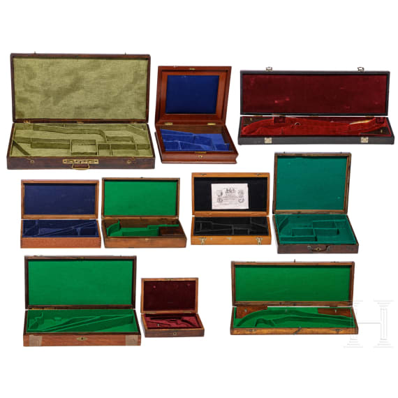 Lot of wooden cases for handguns, 19/20th century