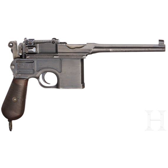 A "Broomhandle" Mauser C 96 "Wartime Commercial", with shoulder stock and leather harness