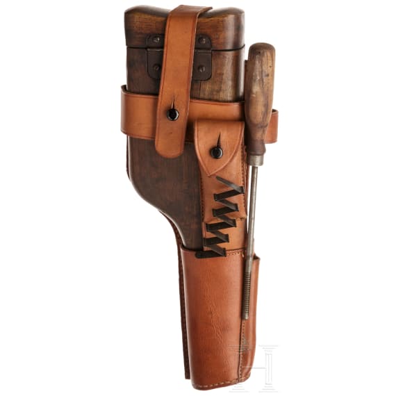 A "Broomhandle" Mauser C 96 "Wartime Commercial", with shoulder stock and leather harness
