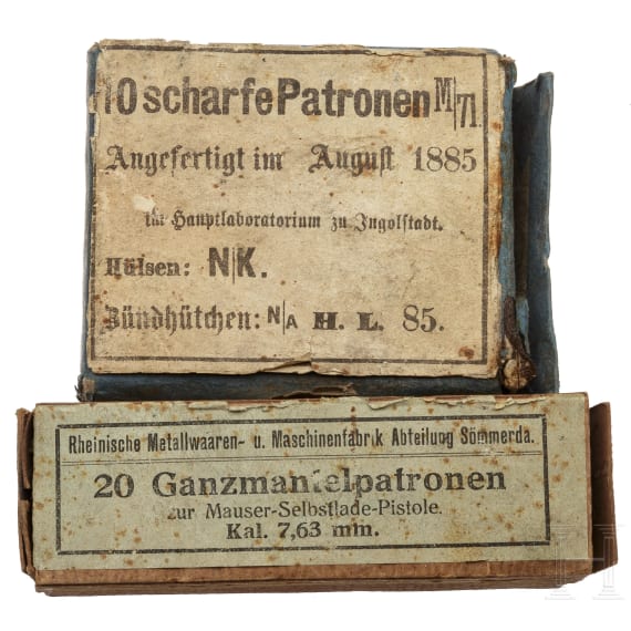 Patronen Kal. 11,15x60R M71 und 7,63mm Mauser