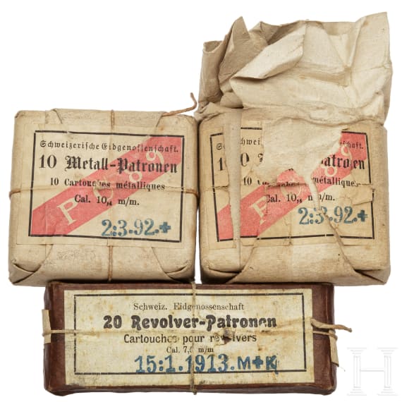 Patronen Kal. 10,4x38R Vetterli und 7,5mm Schweizer Revolver
