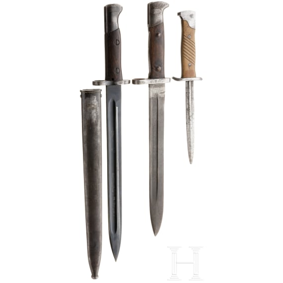 Three German bayonets, circa 1890 - 1918