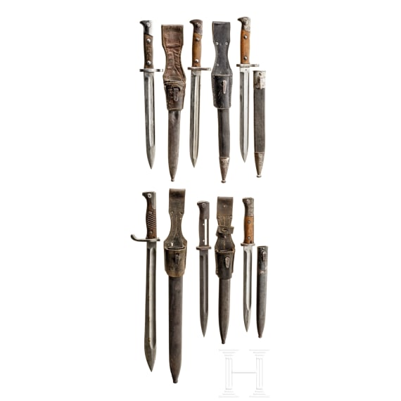 Six bayonets, mostly German