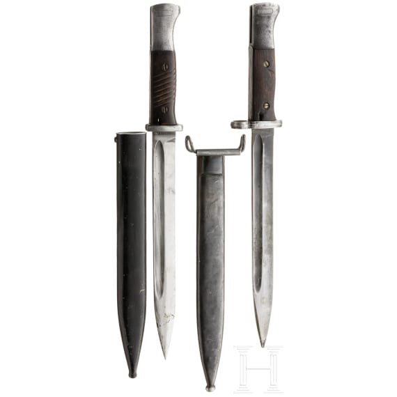 Two German bayonets M 84/98 made by Mundlos, Magdeburg, 1930s