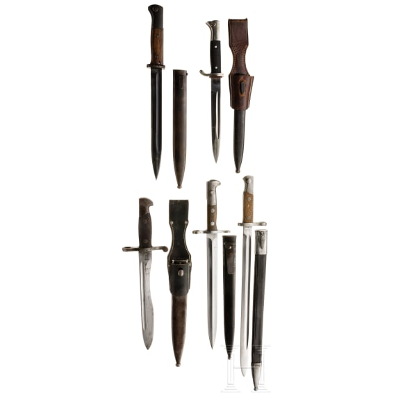 Five bayonets, German/Swiss, 1st half of 20th century