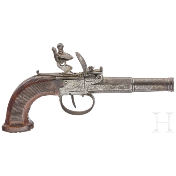 A Belgian flintlock pocket pistol, circa 1800