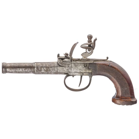 A Belgian flintlock pocket pistol, circa 1800