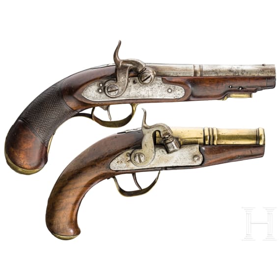 Two percussion pistols, German or Flemish, around 1780/1800