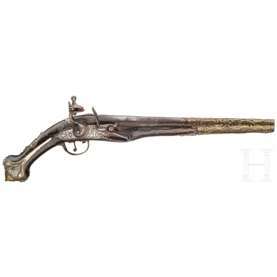 A silver mounted flintlock pistol from the Balkans, 19th century