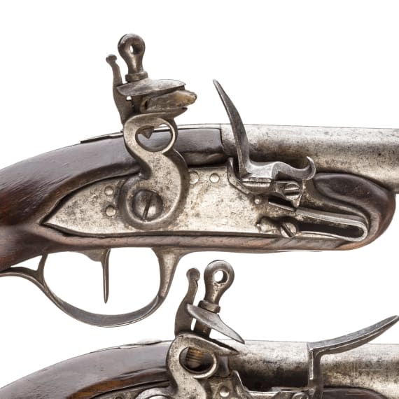 A pair of navy (?) flintlock pistols, similar to M 1822