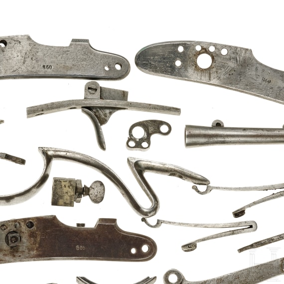 Mixed lot of spare parts for an Austrian W&auml;nzel rifle