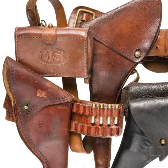 Three US American holsters, some military, 19th century