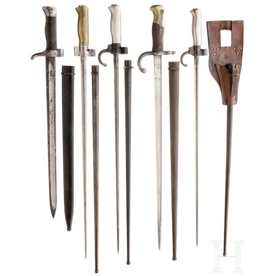 Five French bayonets, 1875 - 1918