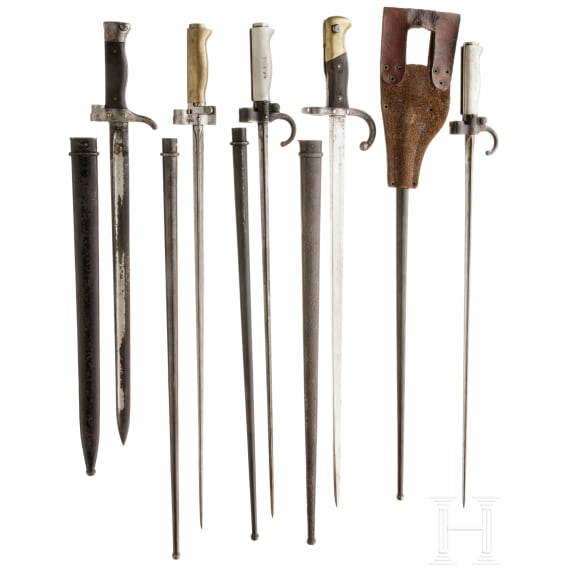 Five French bayonets, 1875 - 1918
