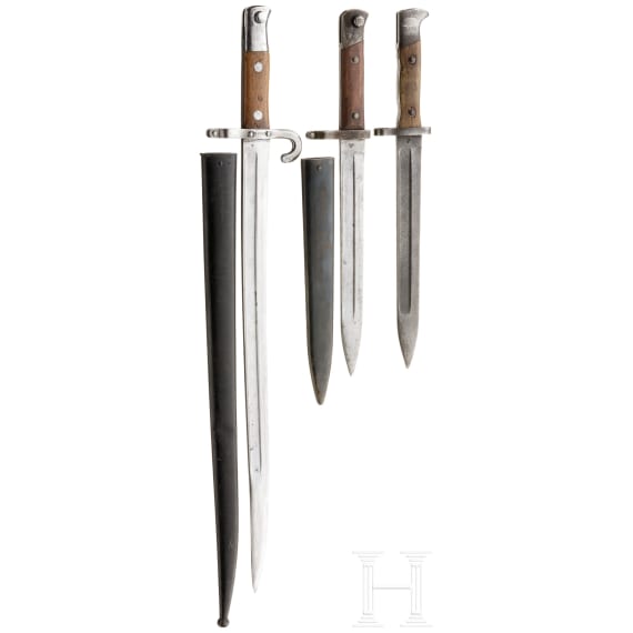 Three bayonets of Austrian production, circa 1900