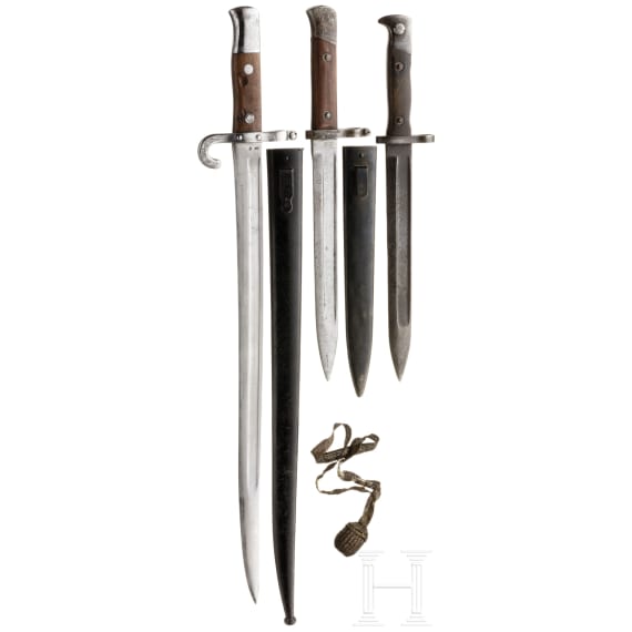 Three bayonets of Austrian production, circa 1900