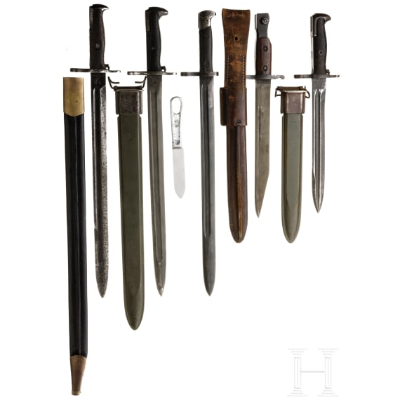 Six sidearms, USA/Canada, circa 1900 - 1945