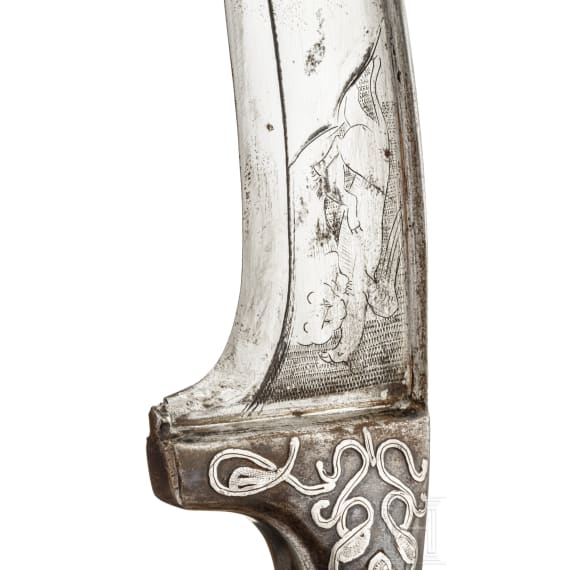 A silver-inlaid pesh kabz, Bukhara, 1st half of the 20th century