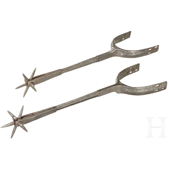 A pair of long Italian or French wheel spurs, 15th century