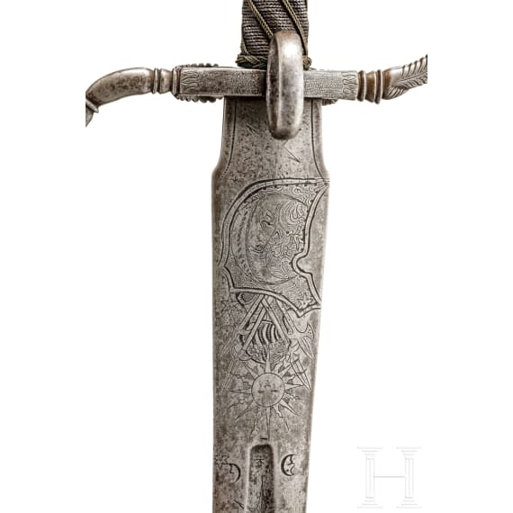 An Austrian or Swiss campaign sword with lion head pommel, assembled from old parts, circa 1580